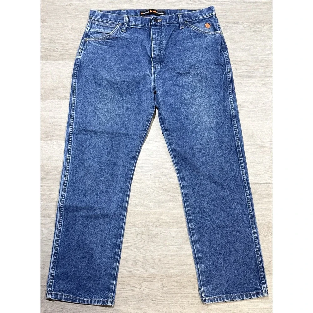 Wrangler FR Jeans Men's 38x30 Blue Denim Flame Resistant Original Fit FR13MWZ